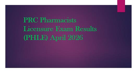 PRC Pharmacists Licensure Exam Results (PHLE)