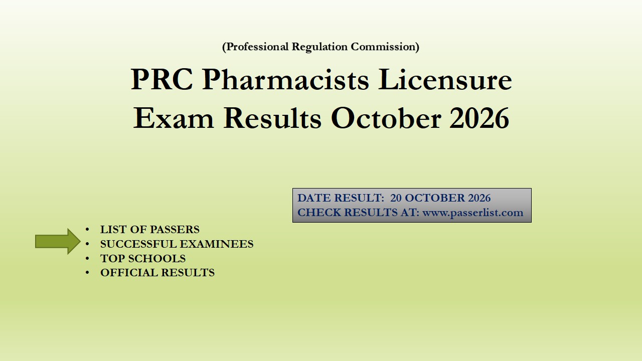 Read more about the article PRC Pharmacists Licensure Exam Results October 2026 Pharmacist Board Exam Result