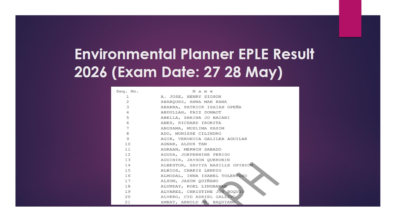 Environmental Planner EPLE Result 2026