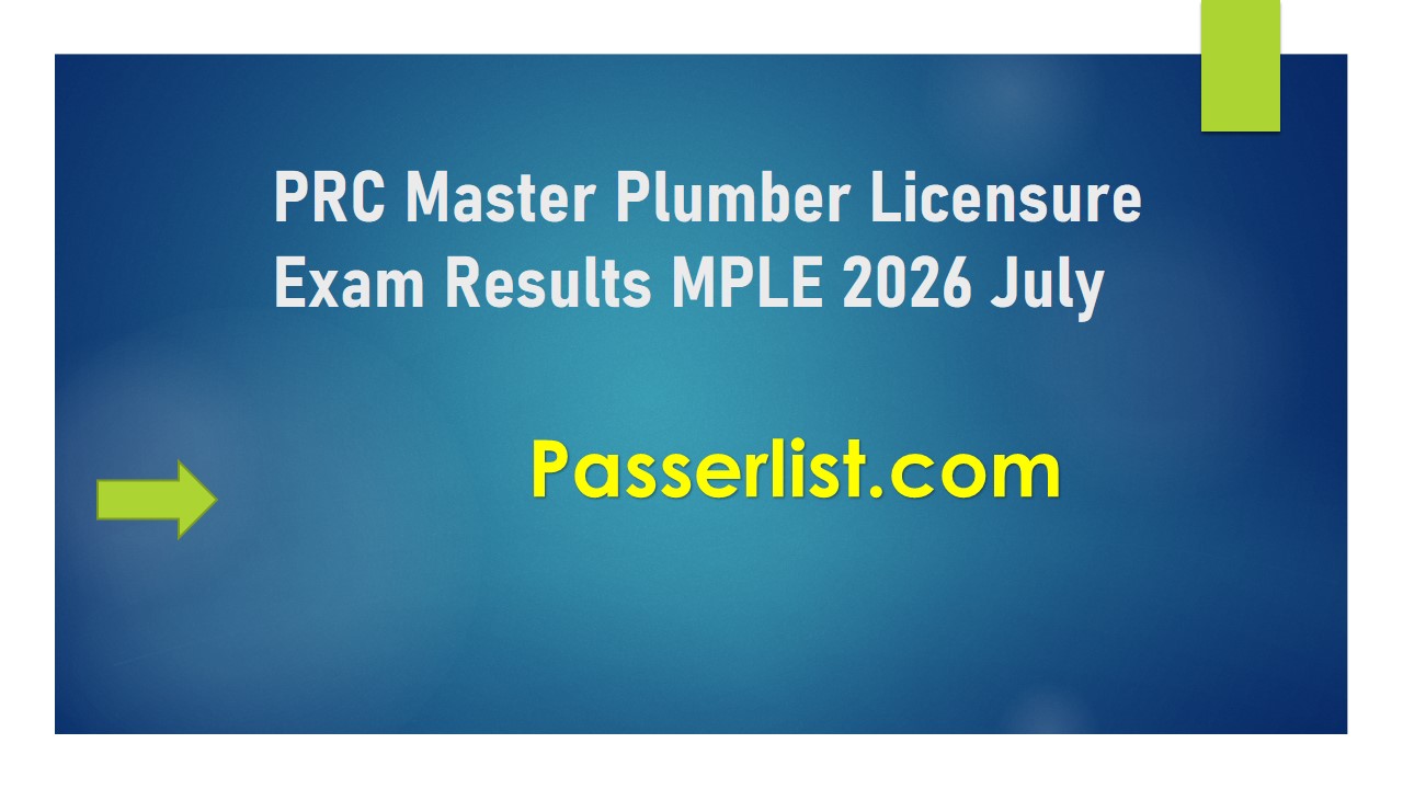 PRC Master Plumber Licensure Exam Results MPLE 2026