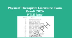 Read more about the article Physical Therapists Licensure Exam Results June 2026 PTLE List of passers