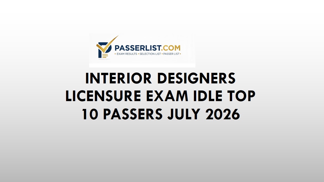 Interior Designers Licensure Exam IDLE Top 10 Passers