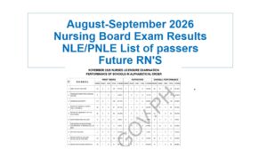 Read more about the article August-September 2026 Nursing Board Exam Results PRC NLE/PNLE List of passers Future RN’S