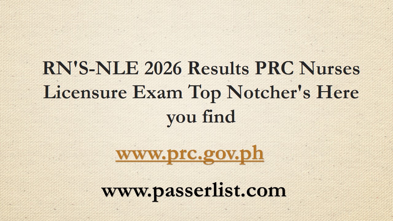 RN'S-NLE 2026 Results PRC Nurses Licensure Exam Top